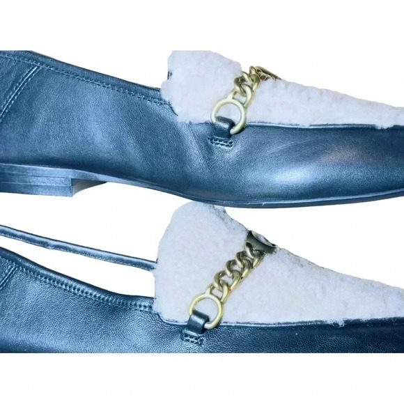 Coach Women’s Black Leather Short Hair Shearling Loafers Sz 7.5 Like New No Box - Picture 6 of 12